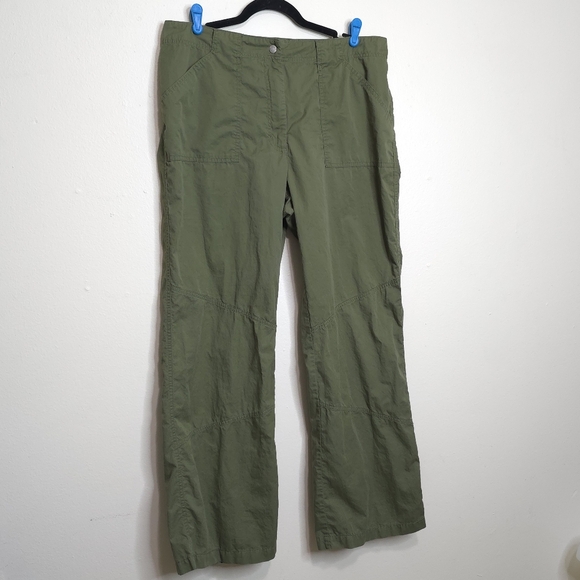 CHICO'S Wide Leg Cargo Pants Olive Green Utility Patch Pockets XL (3) - Picture 3 of 7